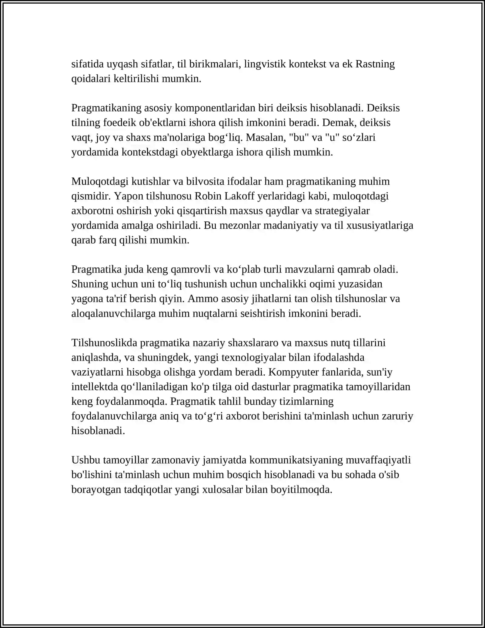 REFERAT Mavzu: PRAGMATIKA 4