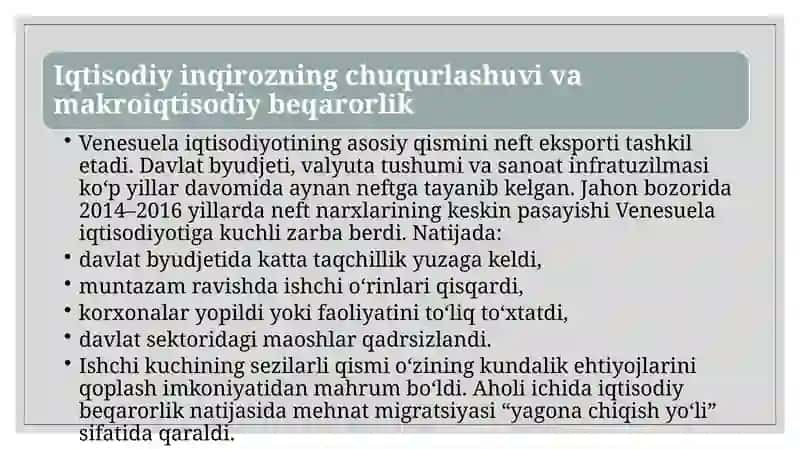 Venesuvellaishchik uchimigratsiyasi va migratsiya jarayonlaridagi muammolar tahlili 4