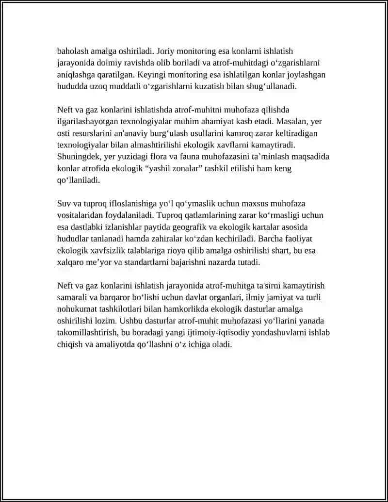 NEFT VA GAZ KONLARINI ISHLATISHDA ATROF-MUHITNI MUHOFAZA QILISH 4