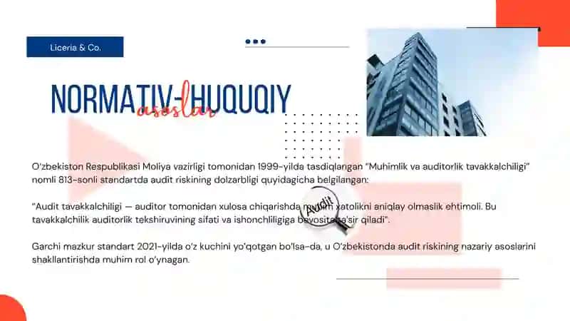 Audit riski va uning yuzaga kelish sabablari 4
