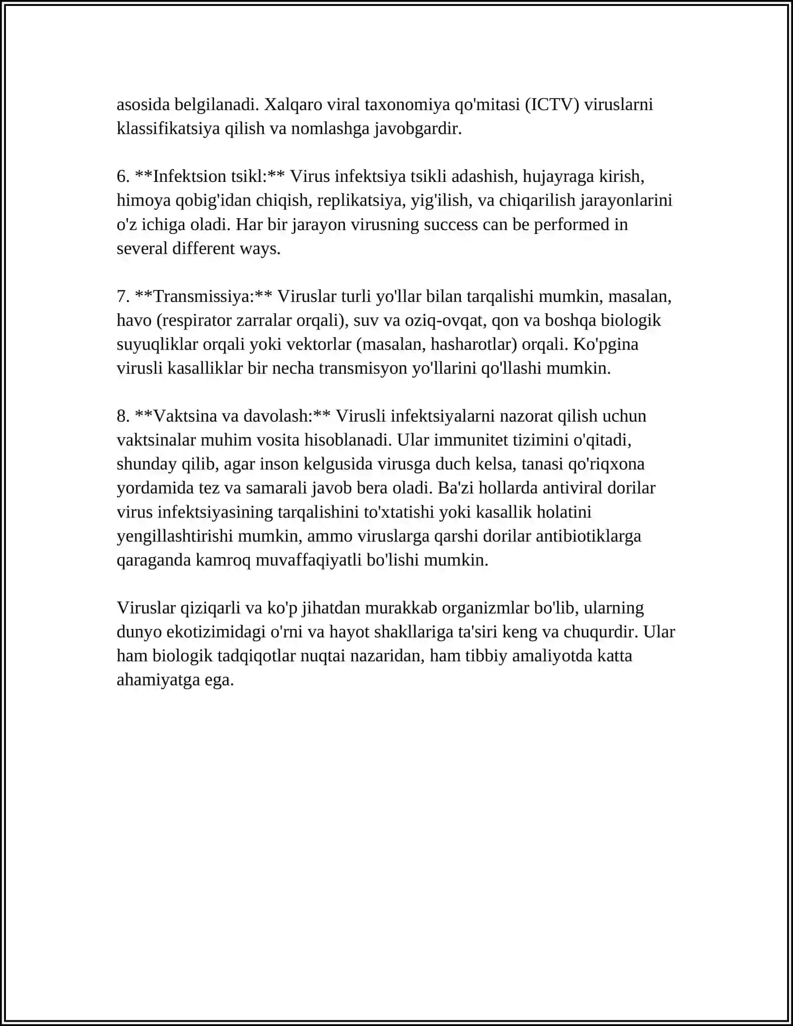 VIRUSLAR. PRO-EUKARIOT XUJAYRALAR. ULARNING O'ZIGA XOS UMUMIY TUZILISHI VA FARQLARI. EUKARIOT XUJAYRALARNING ULTRASTRUKTURAVIY TUZILISHI 4