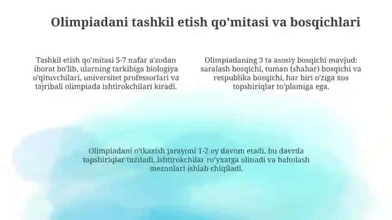 Biologiyadan olimpiada o'tkazish metodikasi 4