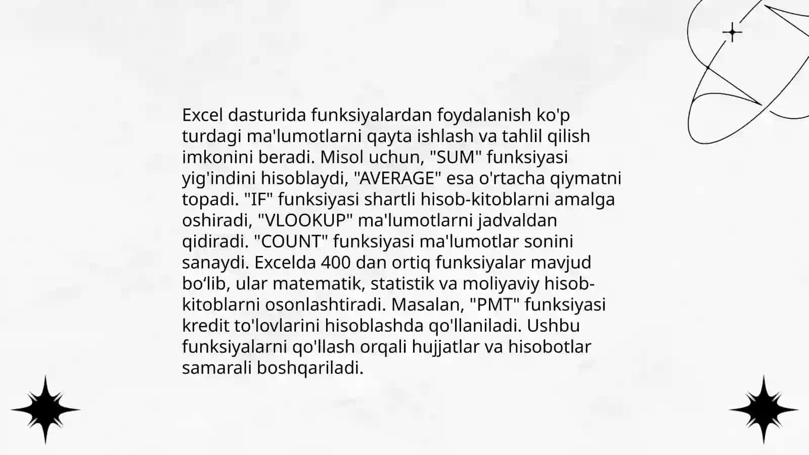 Excelda formulalarni yozish 4