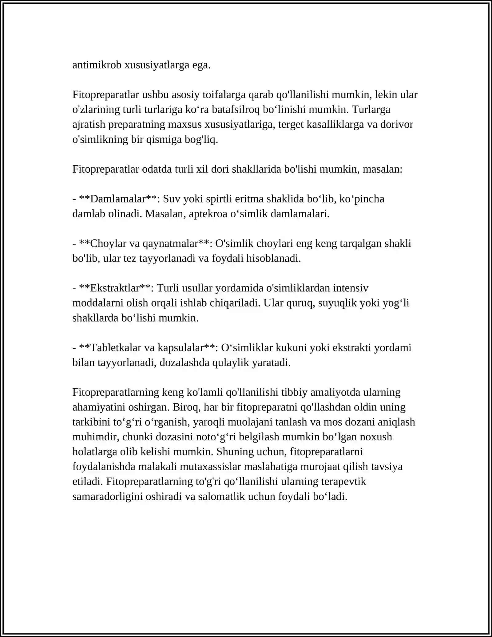 FITOPREPARATLAR VA ULARNING QO'LLANILISHI 4