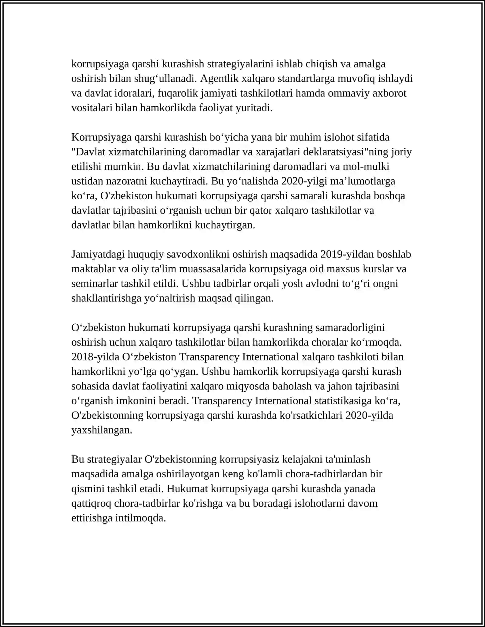 O'ZBEKISTONDA KORRUPSIYAGA QARSHI KURASH MEXANIZMLARI 4