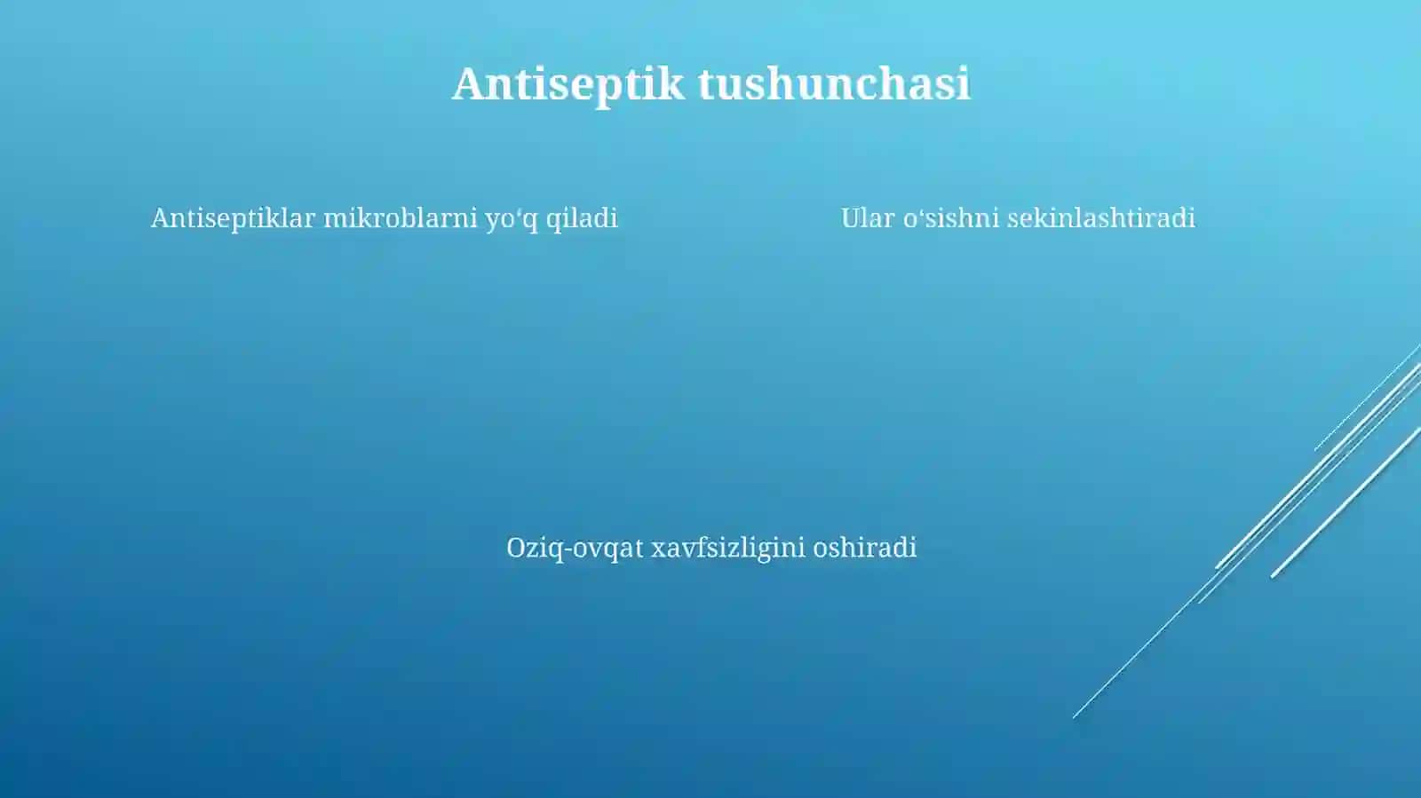 Antiseptiklarning oziq-ovqat mahsulotlarini konservalashda ishlatilishi 4