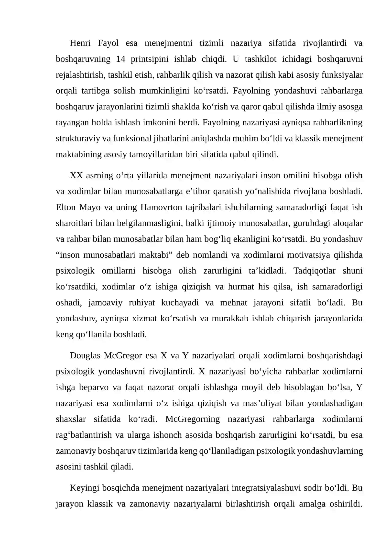 MENEJMENT NAZARIYALARINI AMALIYOTGA TA’SIRI VA ULARNING INTEGRATSIYASI 4