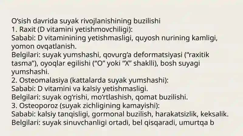 Suyakalar rivojlanishi buzilishi. Sinishlar. Osteonekroz 4