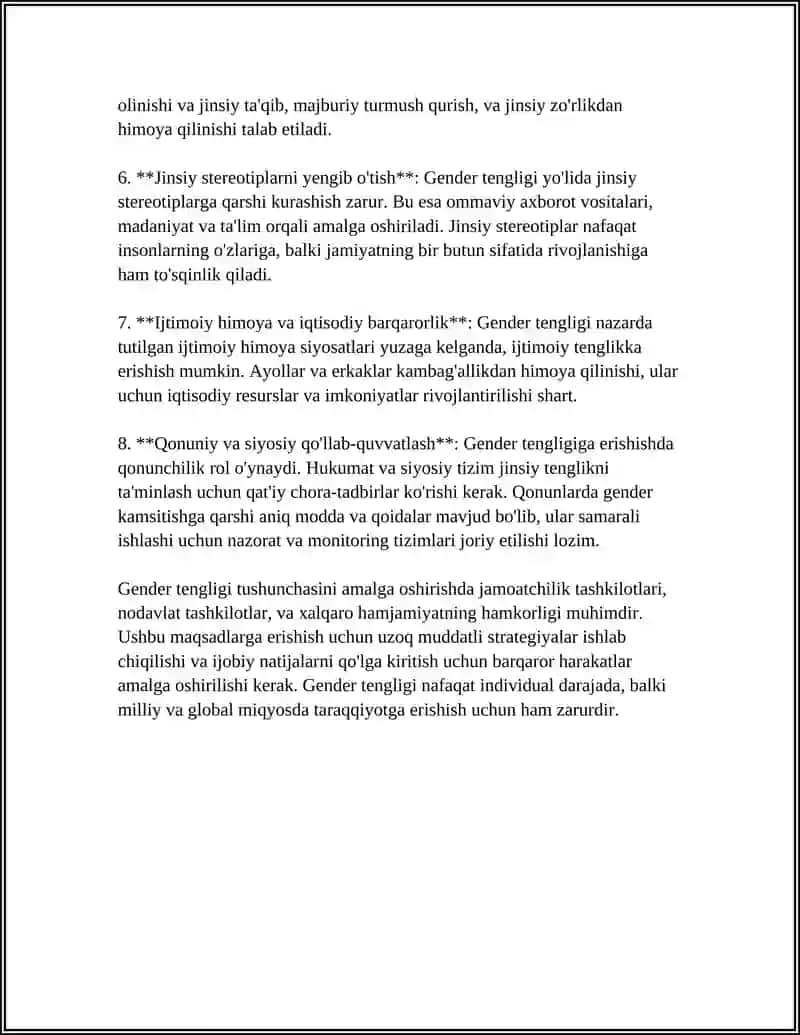 GENDER TENGLIGI, UNING MAZMUN VA MOHIYATI 4