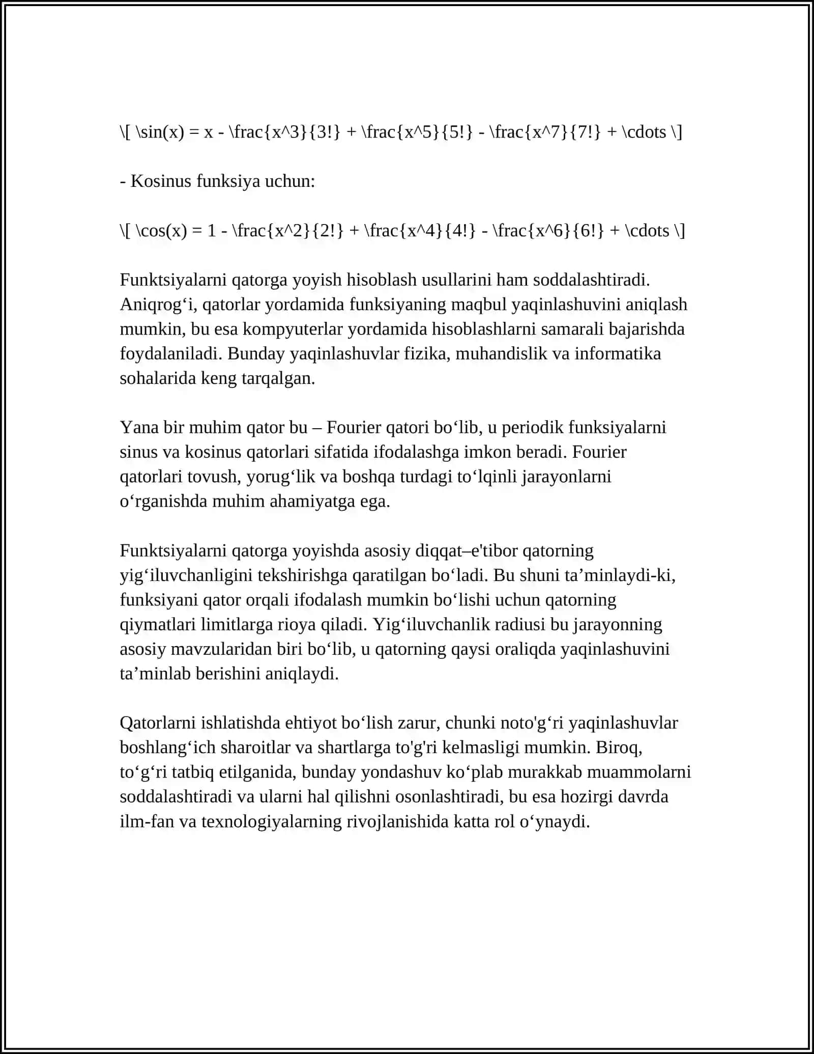 NORMAL FORMALAR. FUNKSIYANI O'ZGARUVCHILAR BO'YICHA YOYISH 4