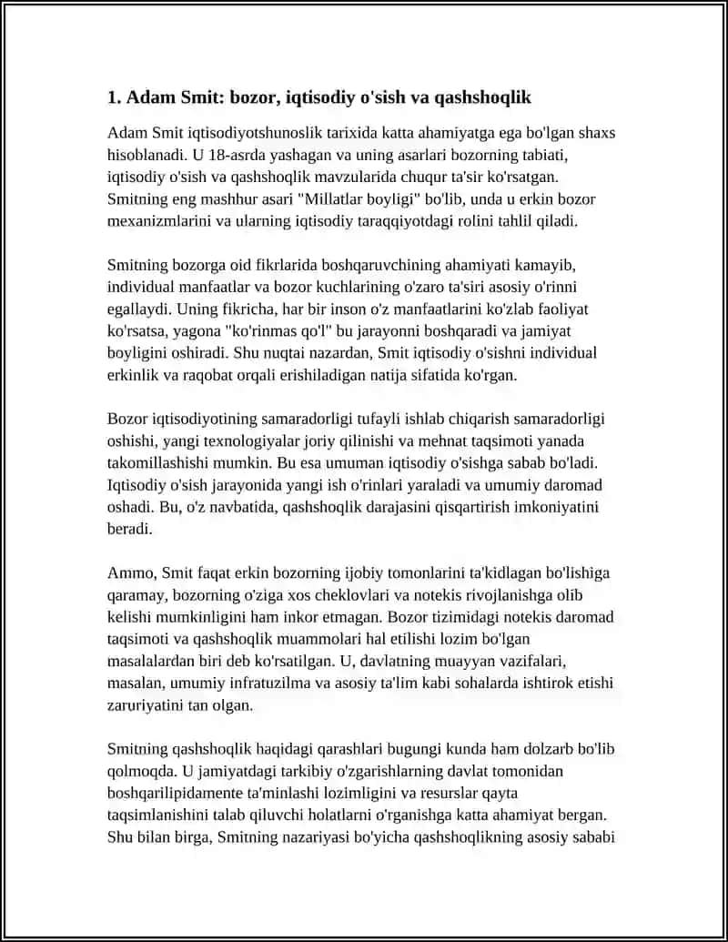 Adam Smit: bozor, iqtisodiy o'sish va qashshoqlik 4