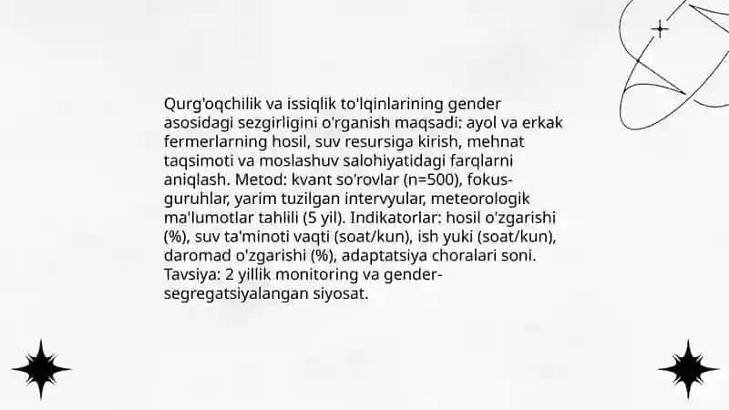Iqlim òzgarishi va gender tengsizligi: qishloq xòjaligi sohasidagi tadqiqot 4