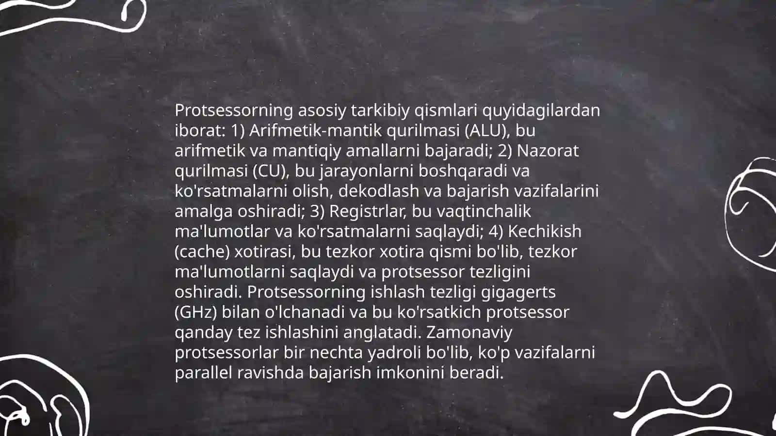 Prosessorlarining tuzilishi, prosessorlarining ichki registrlari 4