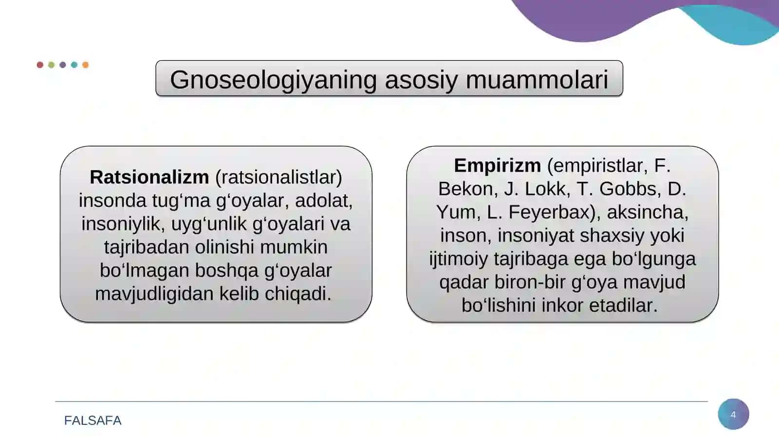 Bilish falsafasi (gnoseologiya) 4