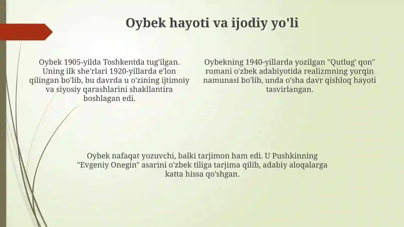 Adabiyotdan sinfdan tashqari mashg'ulotlarni tashkil etish(Oybek ijodi misolida) 4