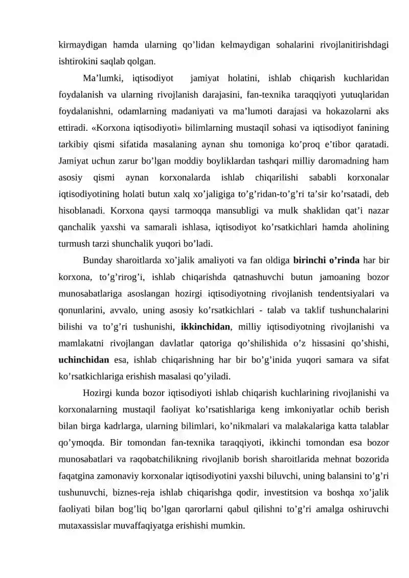 Real sektor korxonalarida ishlab chiqarish samaradorligini oshirish yo’llari 4