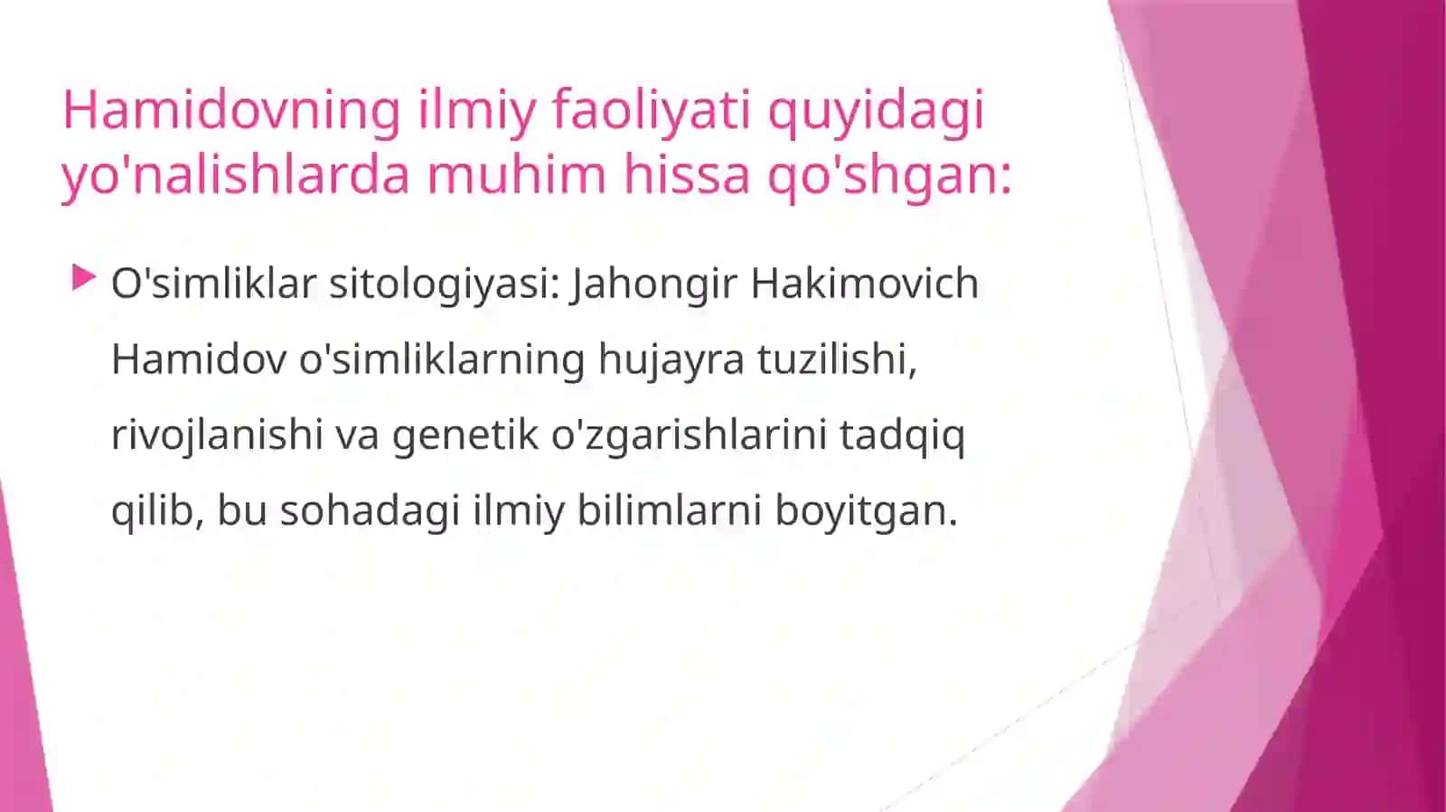 Sitologiya faniga Oʻzbekiston olimlarining qoʻshgan hissasi. 4
