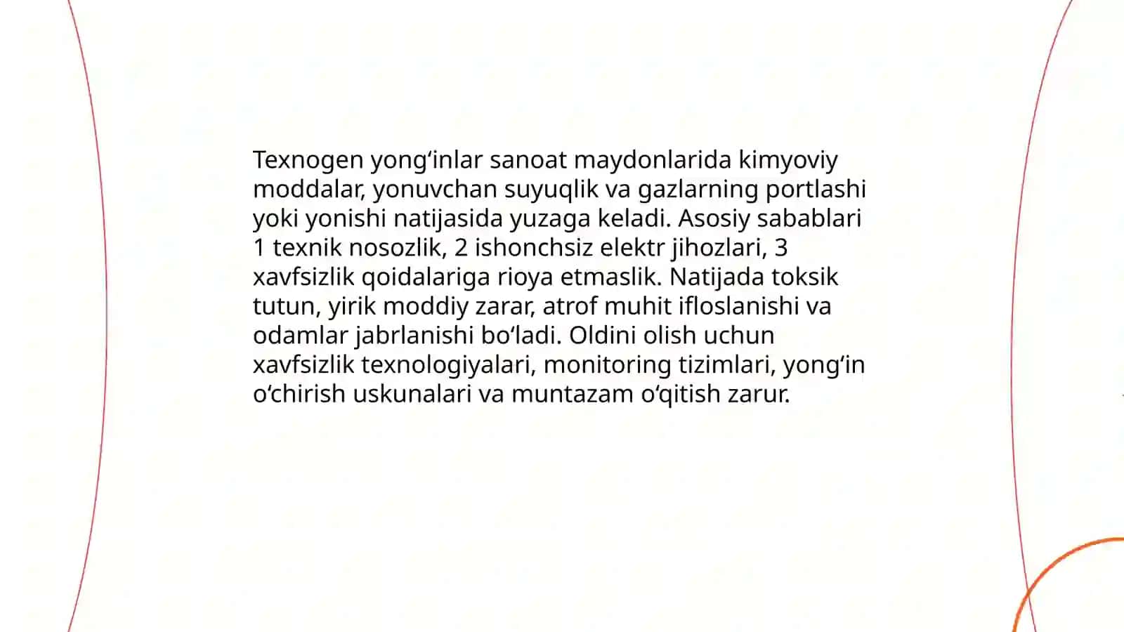 Texnogen, va exnogen, ekologik va ijtimoiy tusdagi favqulocida vaziyatlar va ularning qisqacha tasnifi Xolmuhammedov Abdulhay 4