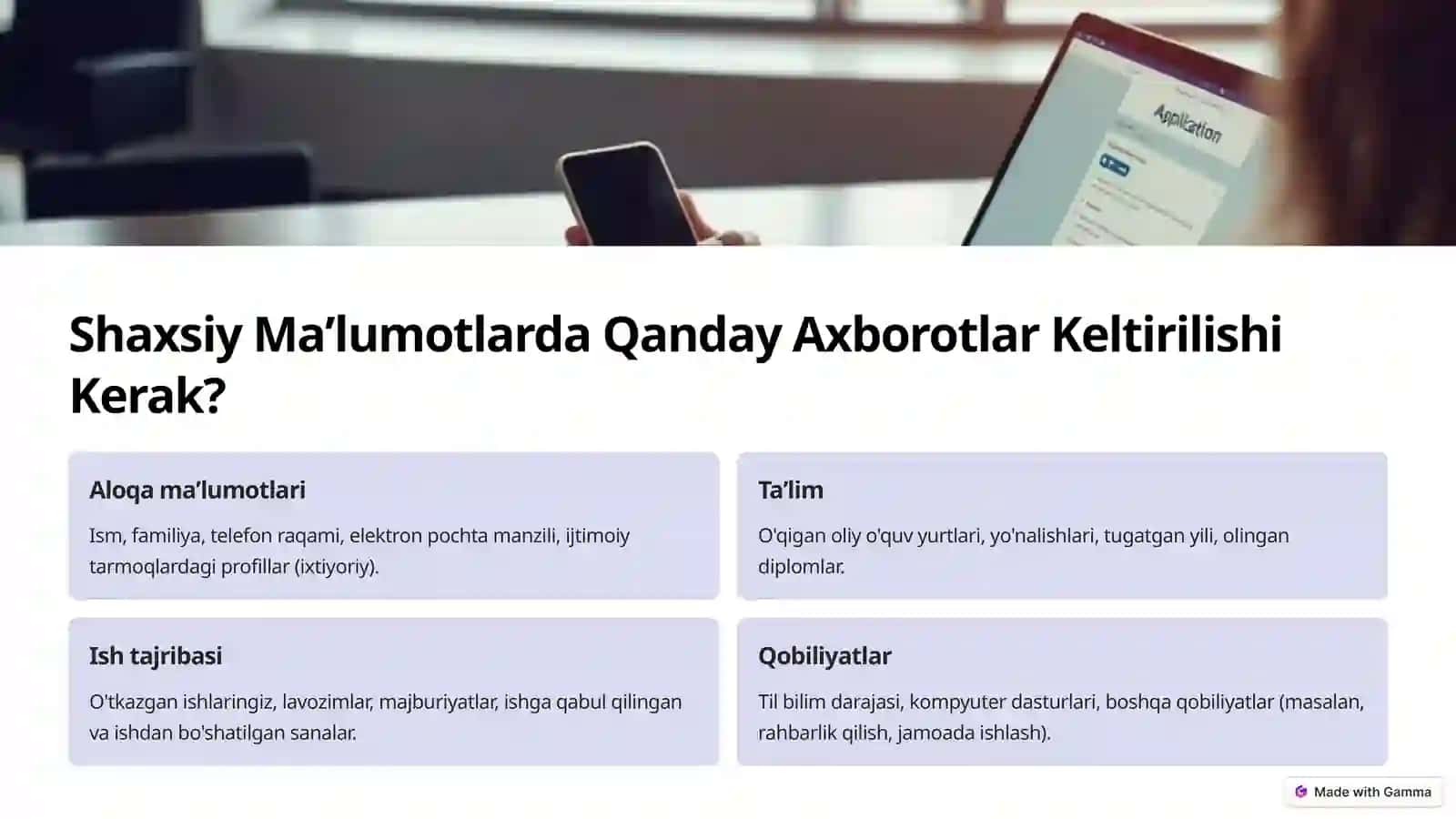Taʼsirchan Rezyume va Shaxsiy Maʼlumotlar Tuzish: Muvaffaqiyatga Erishishning Kaliti 4