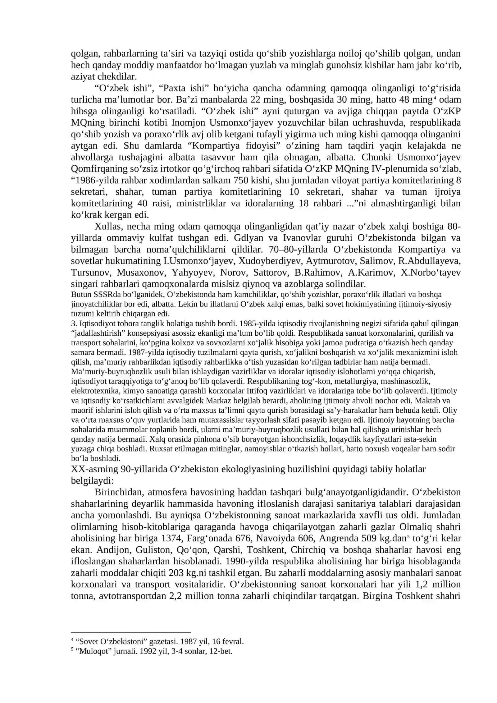 Mustaqillikka erishish arafasida Oʻzbekistondagi ijtimoiy-siyosiy jarayonlar 4