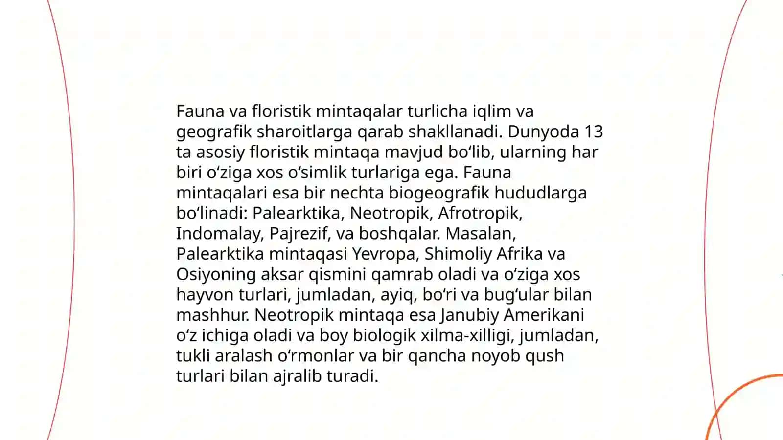 Floristik, faunistik va biotik regionlarni ajratish prinsplari 4
