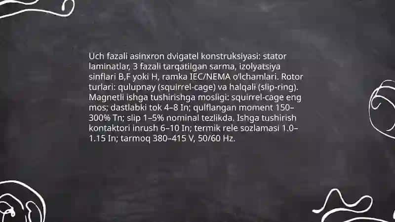 Uch fazali Asinxron dvigatelini magnetli ishga tushirish yordamida boshqarishni sinash 4