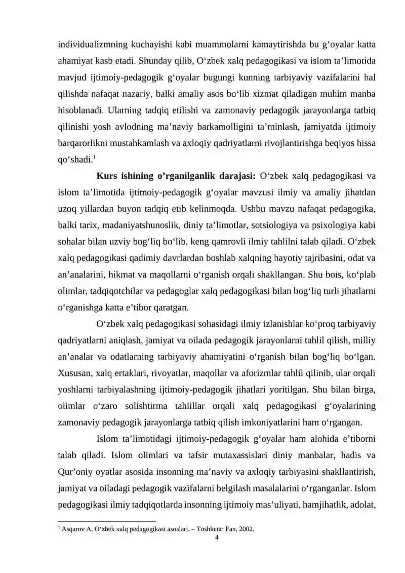 O‘zbek xalq pedagogikasi va islom ta’limotida ijtimoiy-pedagogik g‘oyalar 4