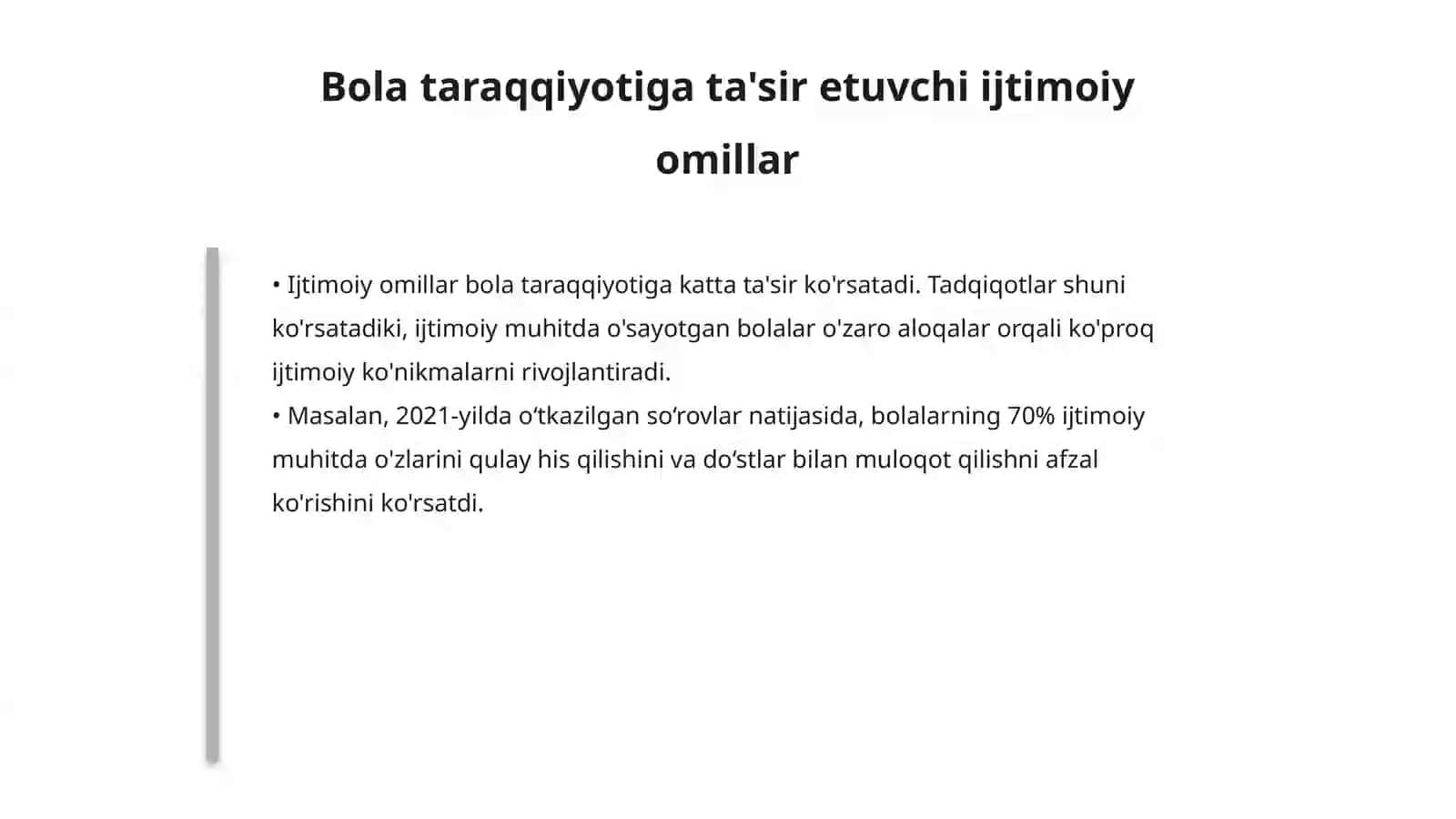 Taʼlim Tarbiya Jarayonida Bola Taraqqiyotiga Ta'sir Etuvchi Omillar va Bola Taraqqiyotini Psixodiagnostika Qilishning O'ziga Xos Tomonlari 4
