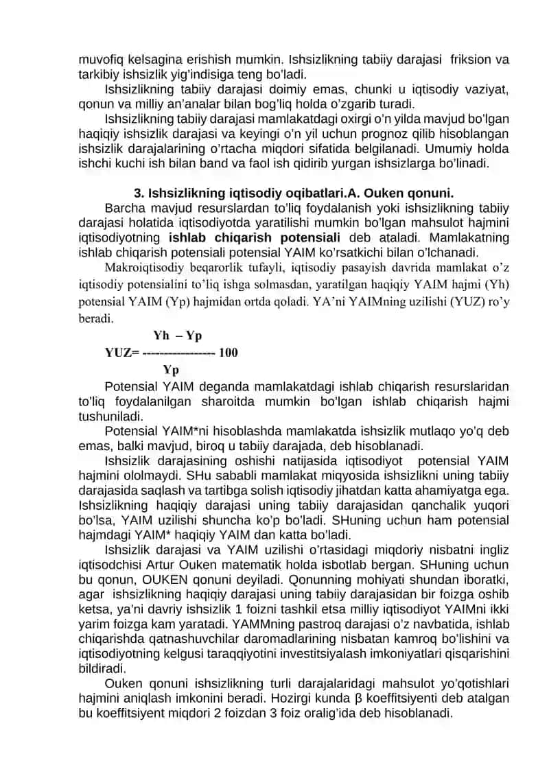Bozor iqtisodiyotining davriy rivojlanishi. Ishsizlik. 4