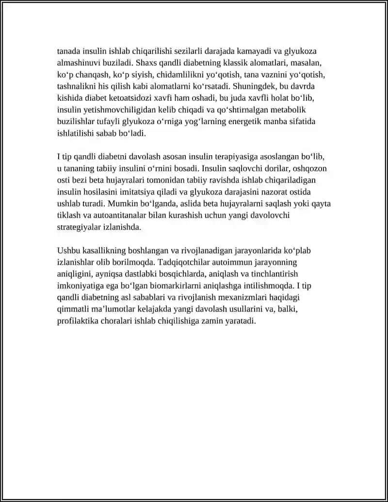 Qandli diabet (I tip): autoimmun etiologiya va patogenez (Referat) 4