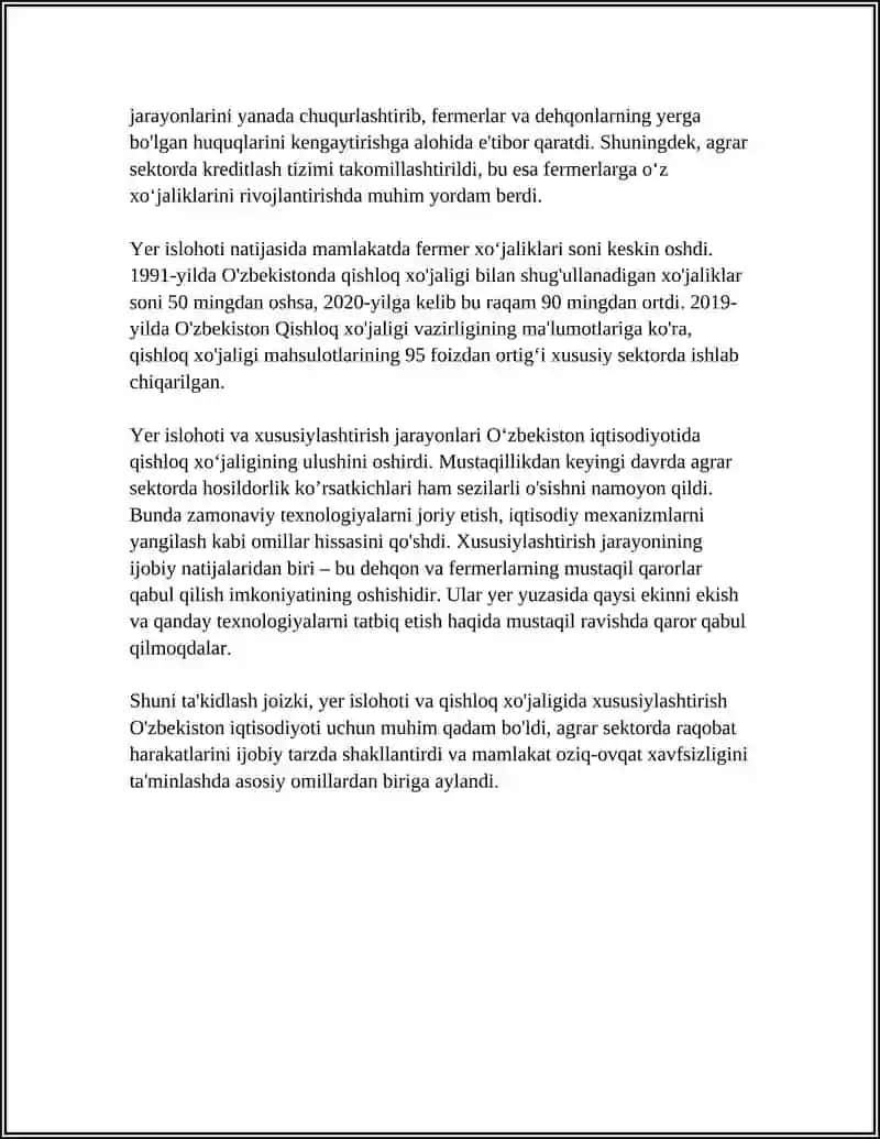 MUSTAQILLIK YILLARIDA QISHLOQ XO'JALIGI VA SANOAT SOHASIDAGI O'ZGARISHLAR 4
