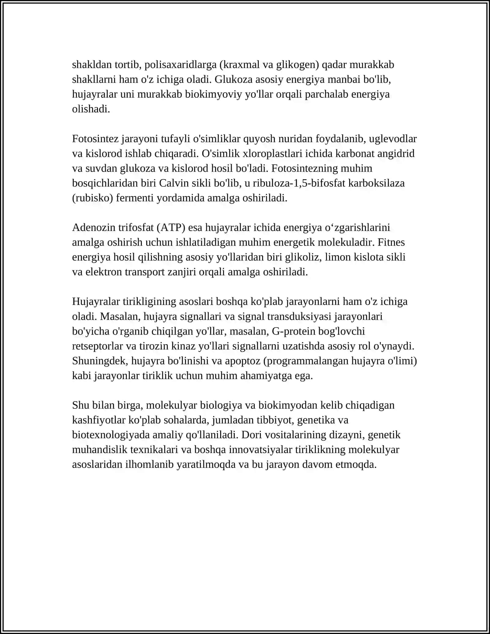 TIRIKLIKNING MOLEKULYAR ASOSLARI 4