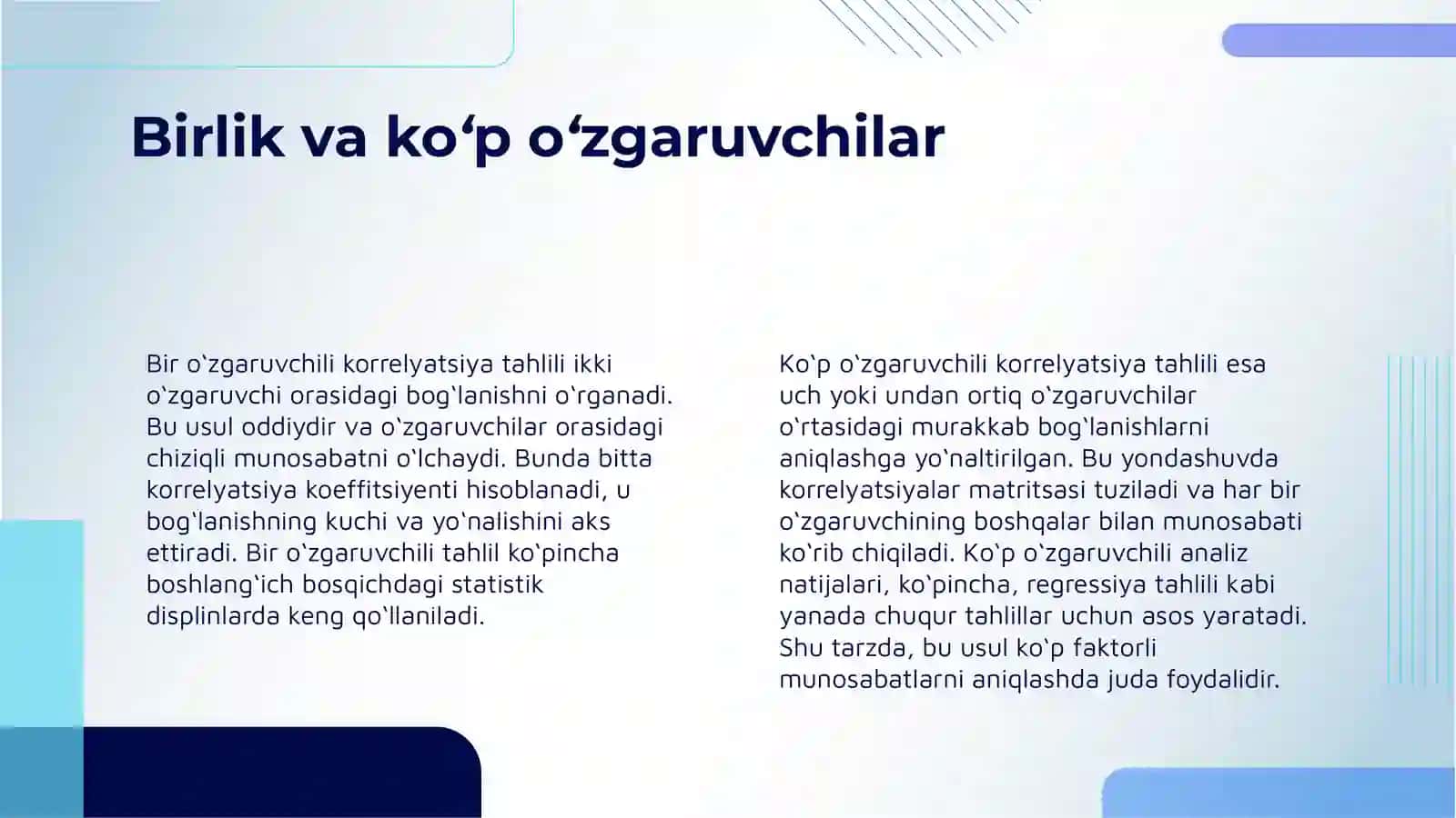 EHTIMOLLIK VA STATISTIKA FANIDAN KORRELYATSIYA KOEFFITSIYENTI TADBIQLARI 4