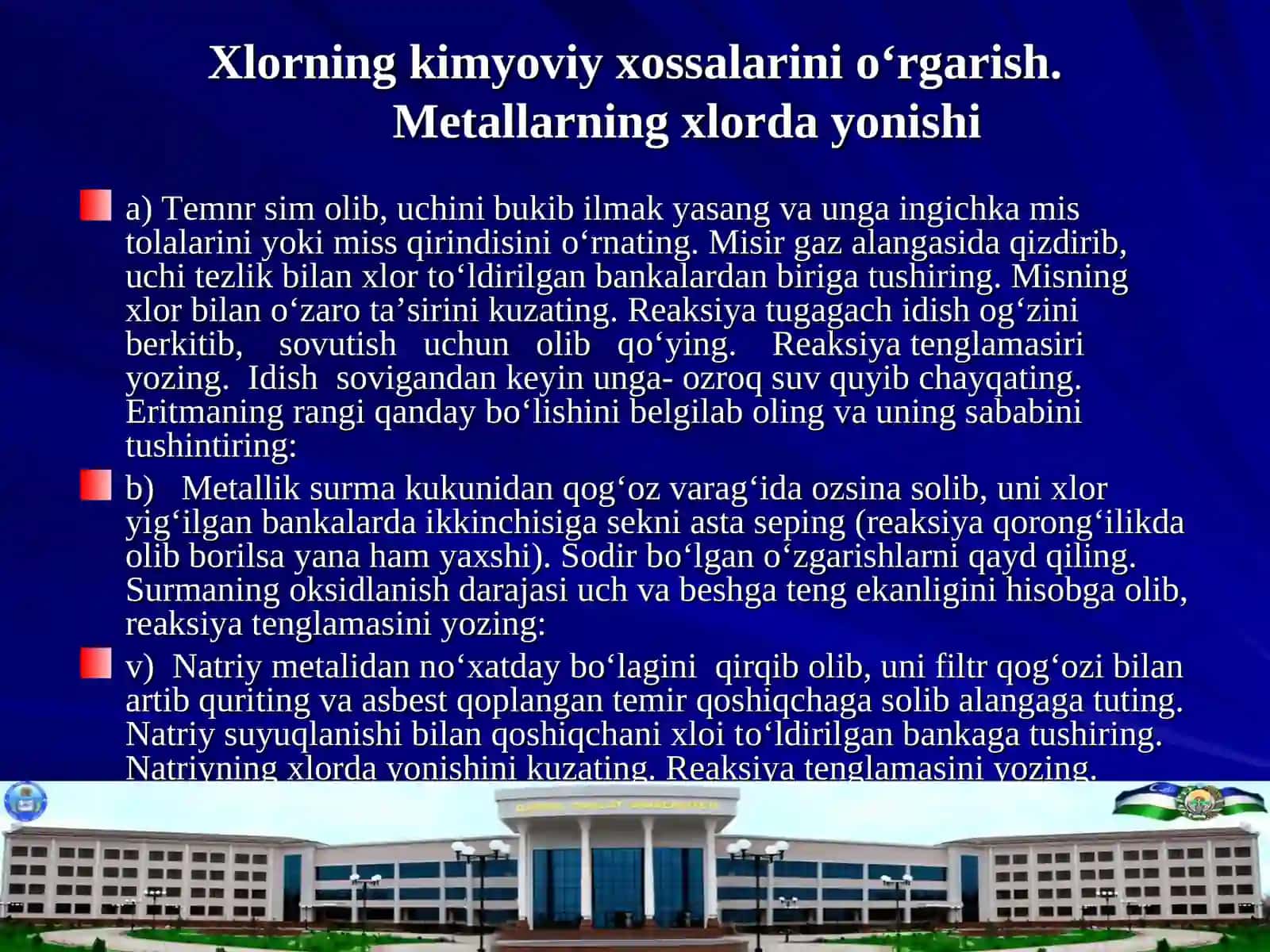 Galogenlar. galogenlarning vodorodli birikmalari. galogenlarning kislorodli birikmalari 4