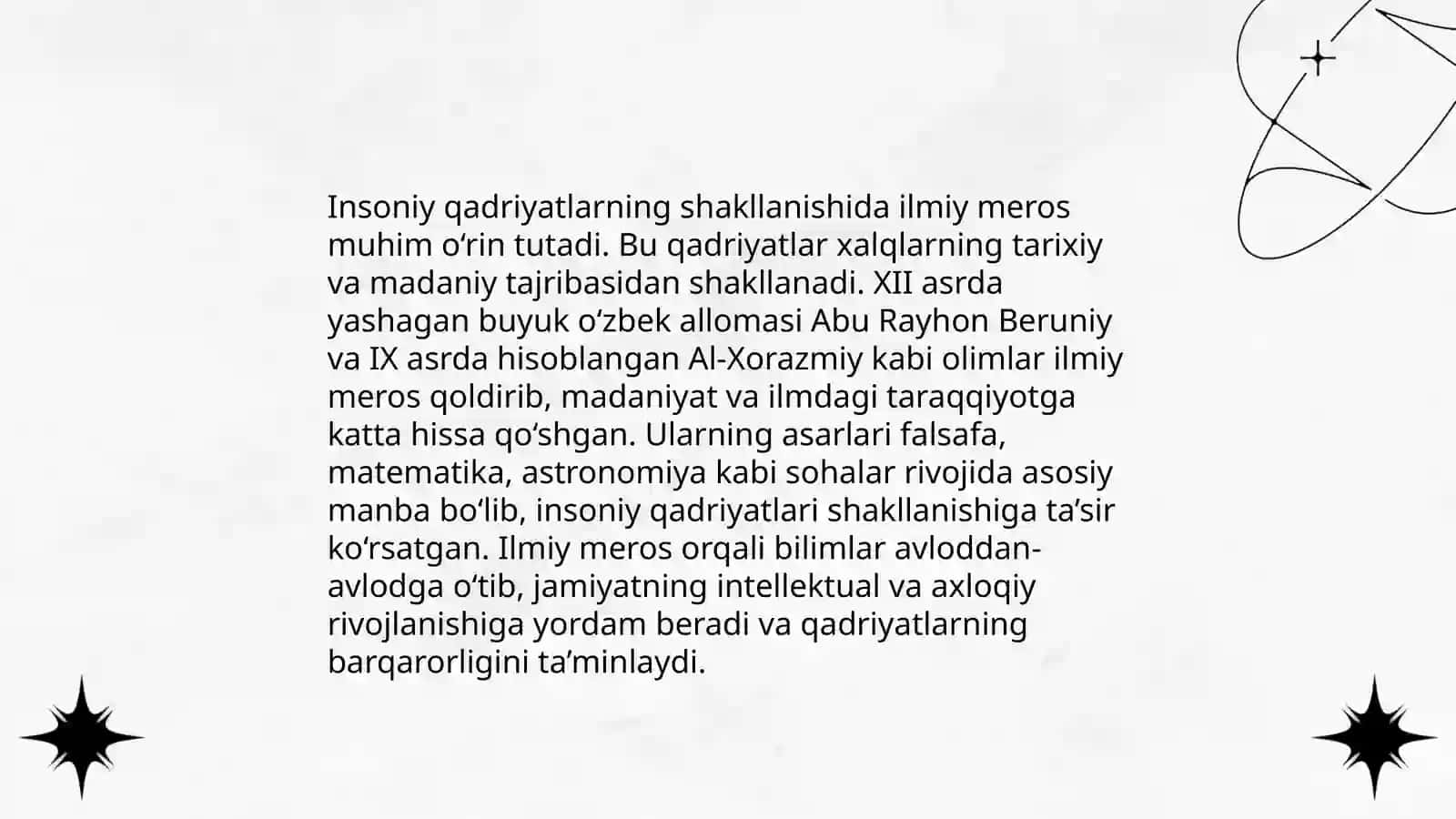 Yuksak manaviyatli yoshlarni tarbiyalashda O'rta Osiyo alomalari ilmiy merosining o'rni 4