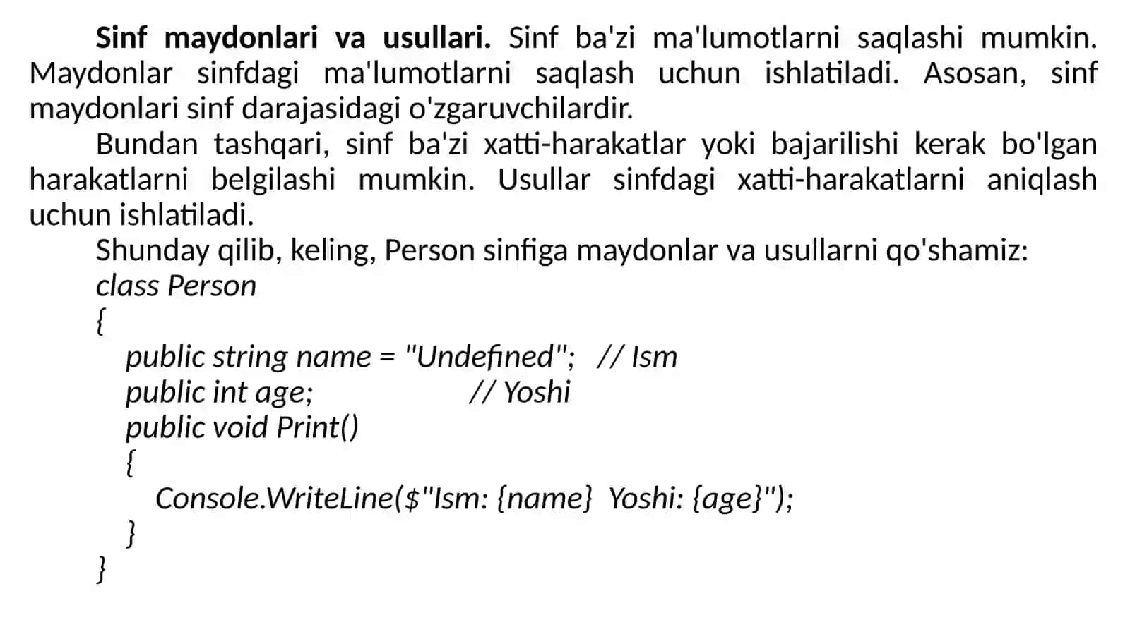 Ob’yektga yo`naltirilgan dasturlash (OYD) 4
