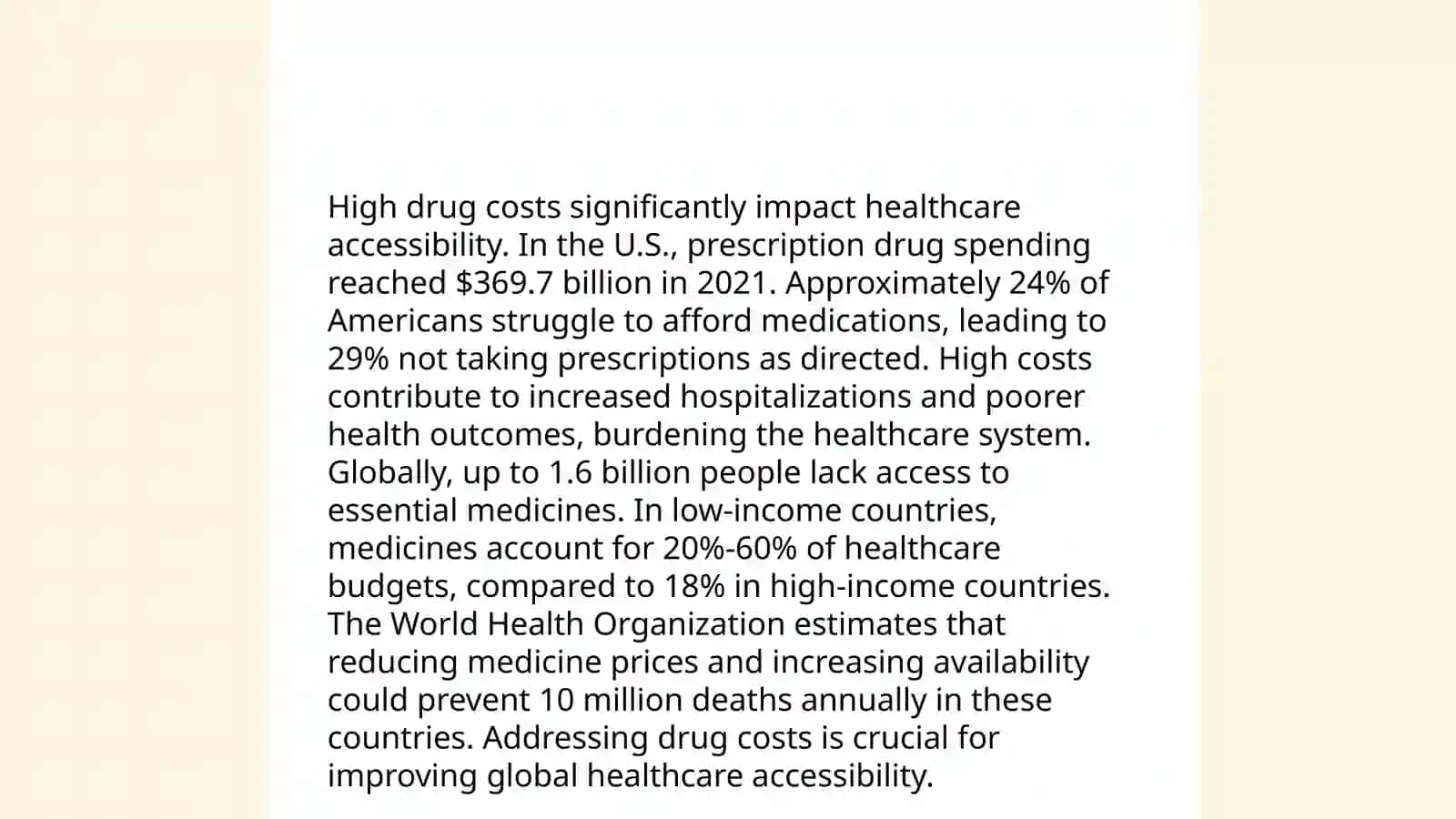 The Problem of the Cost of Drugs Today 4