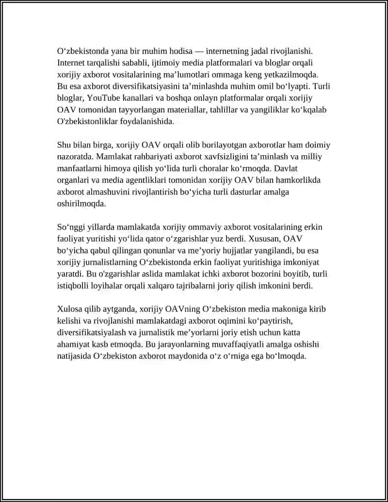 XORIJIY OAVNING MEDIA MAKONDAGI OʻRNI 4