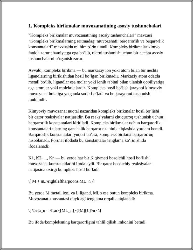 Kompleks birikmalarning eritmadagi muvozanati 4