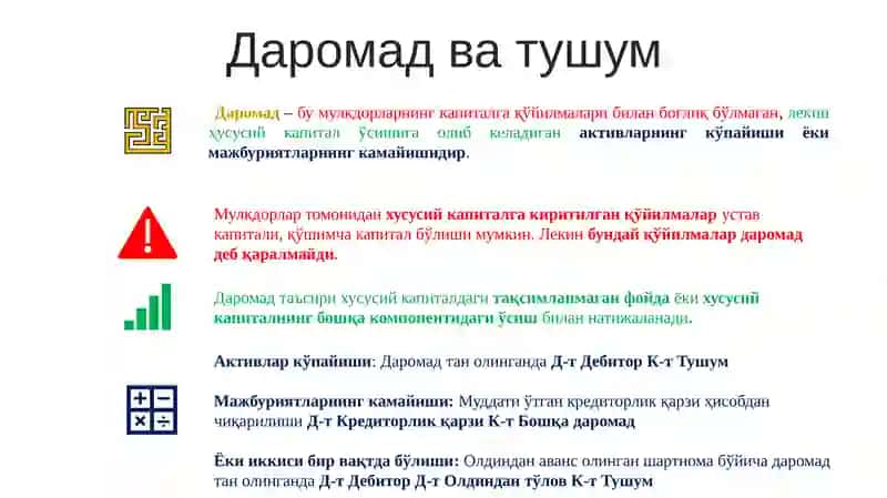MAVZU. TUSHUMLARNI HISOBGA OLUVCHI STANDARTLARINING TAVSIFI 4