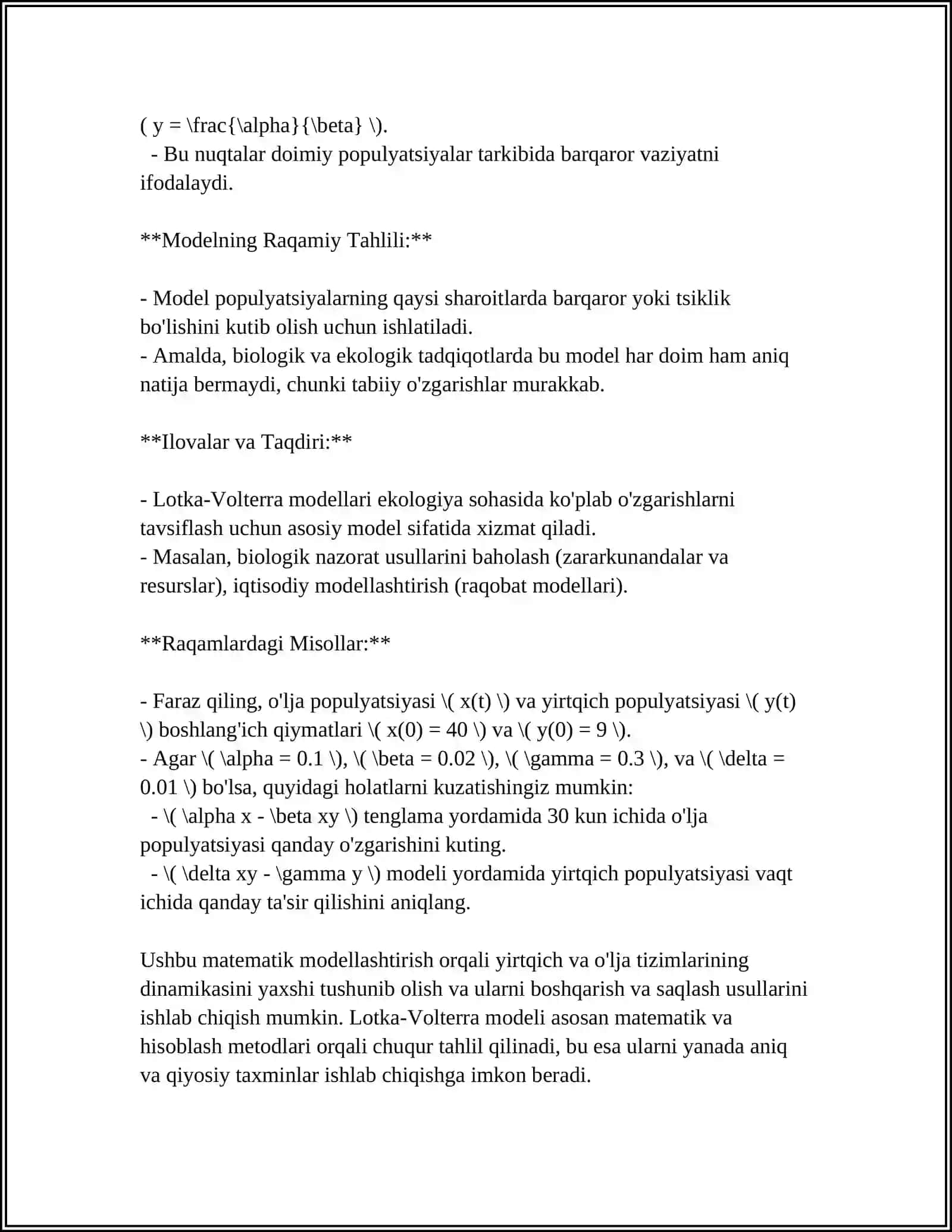 YIRTQISH-O'LJA TIZIM MUNOSABATLARINI SONLI MODELLASHTIRISH 4