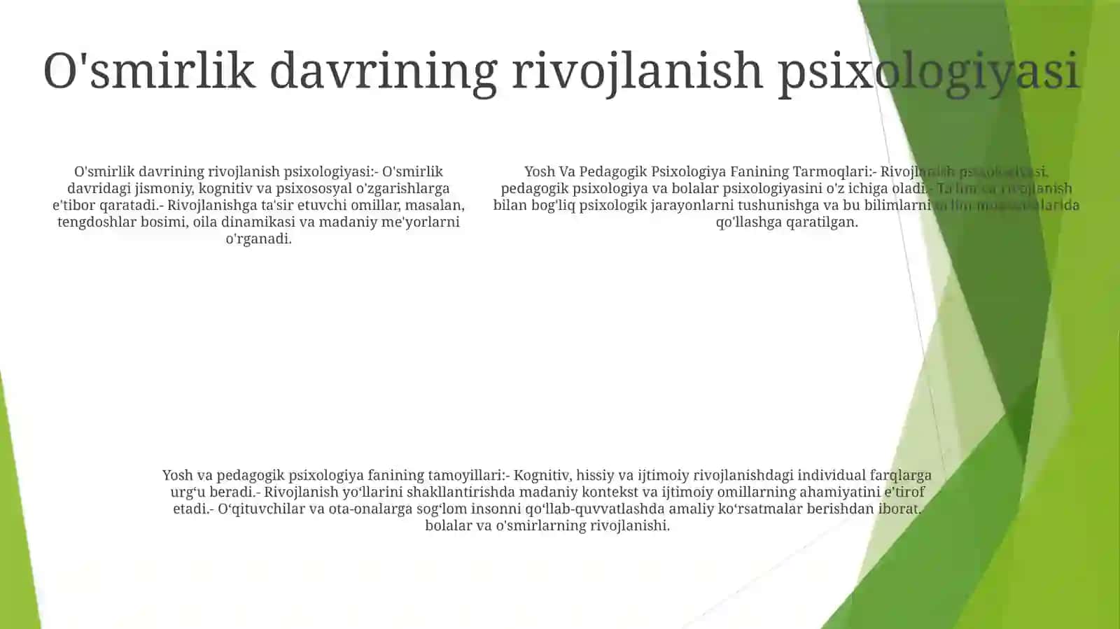 Yosh Va Pedagogik Psixologiya Fanining TarmoqlariVaTamoyillari 4