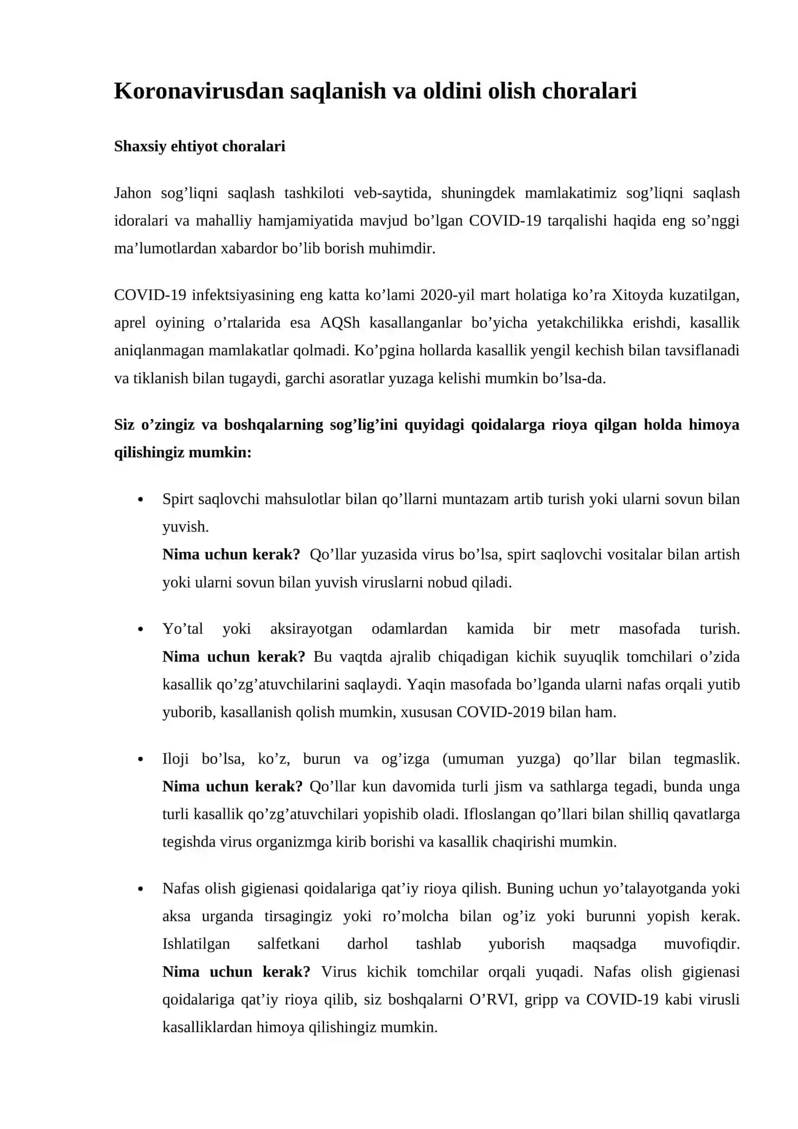 Koronavirus (COVID-19) kasalligi - JSST ko’rsatmalari 4
