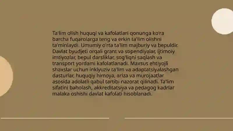 Oʻzbekiston respublikasining "Taʼlim toʻgʻrisi" 4