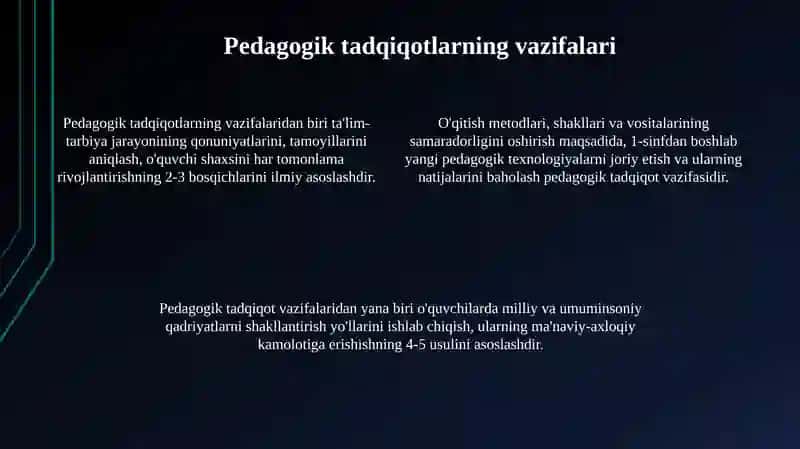 Pedagogika fanining maqsadi, vazifalari va ilmiy tadqiqot metodlari tasnifi 4