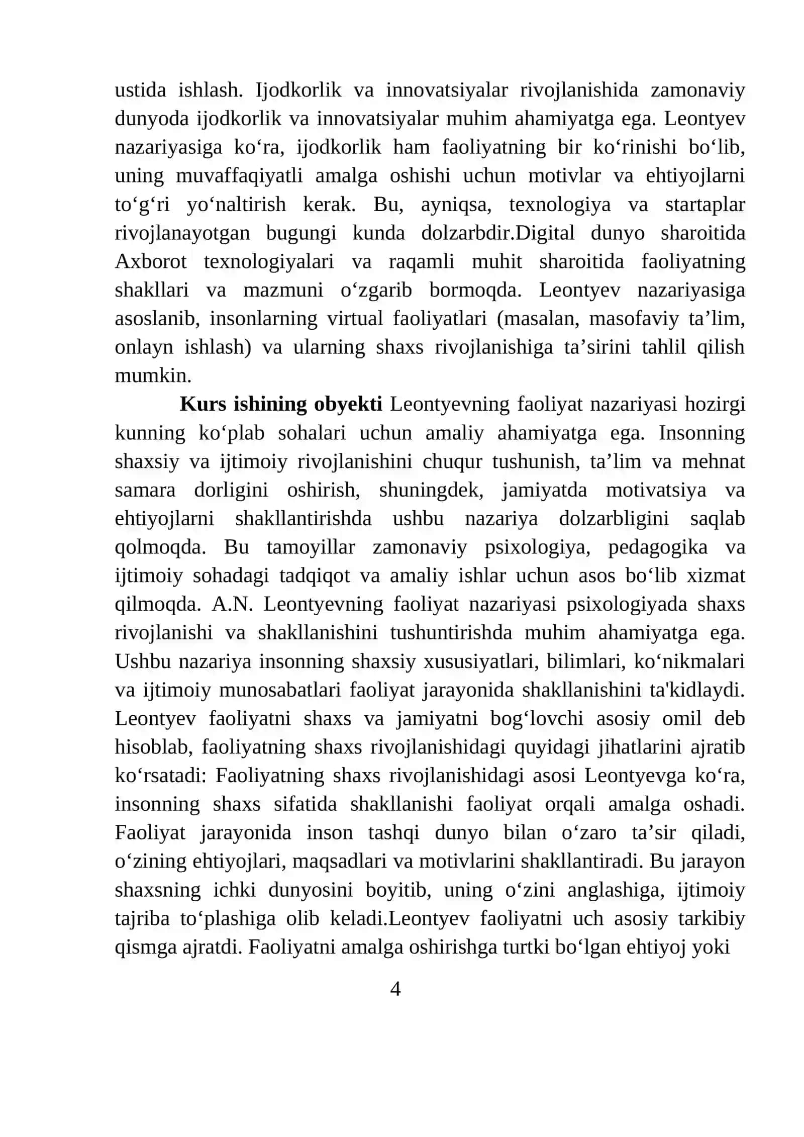 Shaxsning tuzilishi va rivojlanishi to'g'risida umumiy fikr (Leontiev) 4