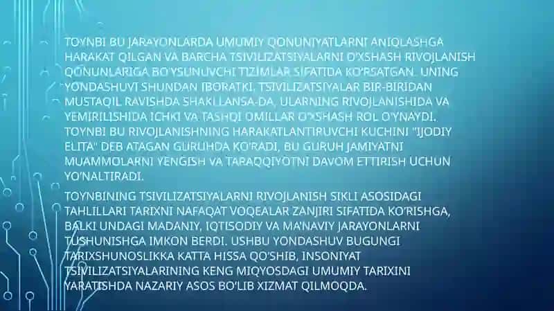 Arnold Toynbining falsafaga qoʻshgan hissasi 4