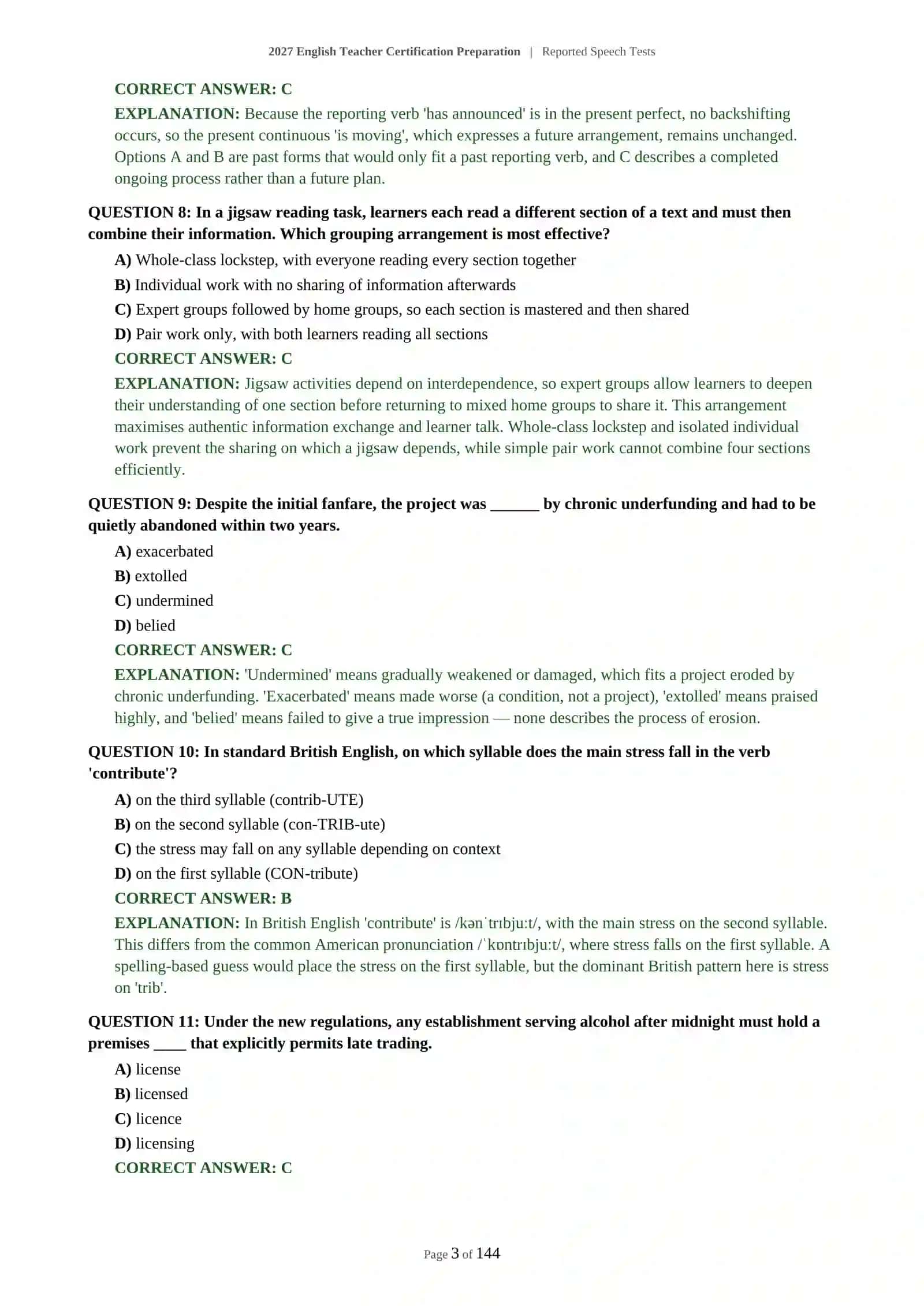 Mavzu: 2027 English Teacher Certification Preparation | Reported Speech Tests 4