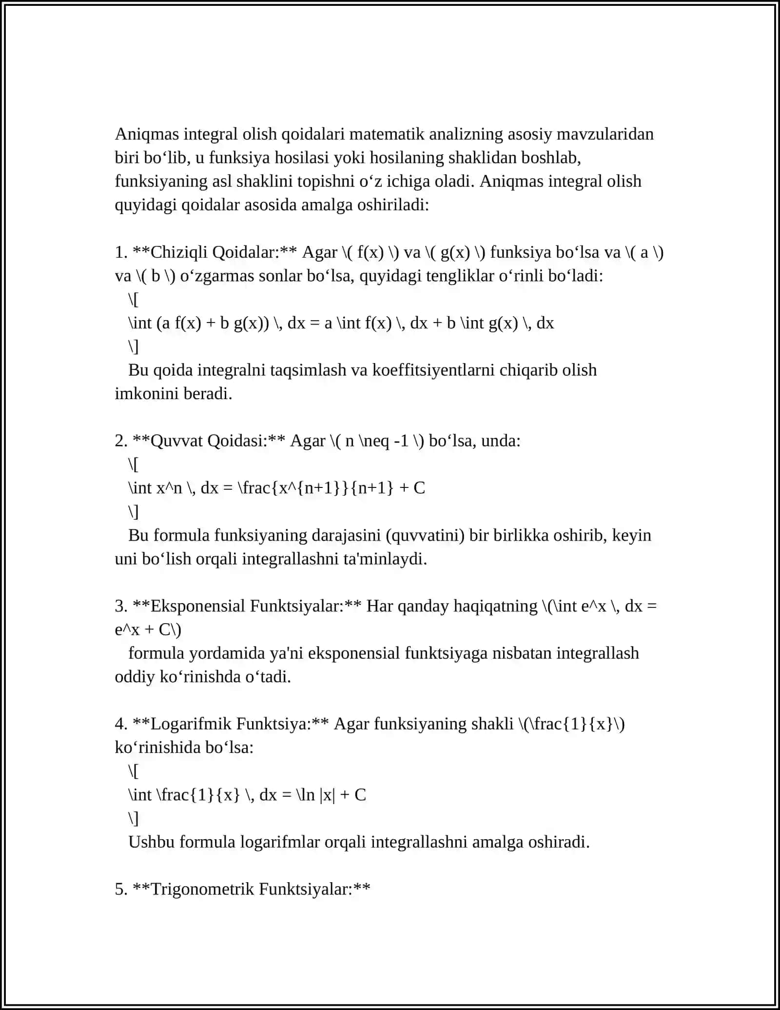 ANIQMAS INTEGRALNING XOSSALARI 4