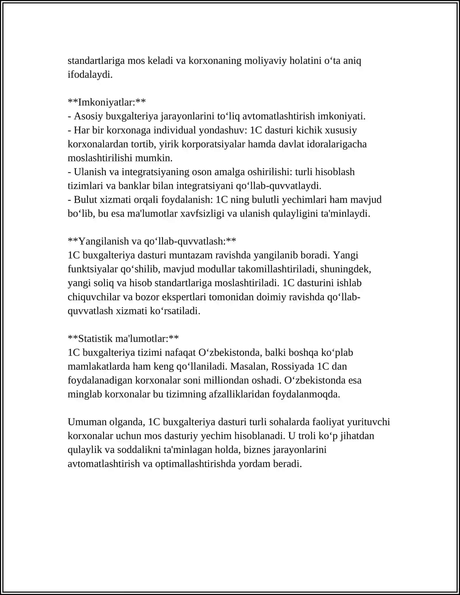 MUSTAQIL ISH Mavzu: IC BUXGALTERIYA DASTURINING ISHLASH TEXNOLOGIYASI 4
